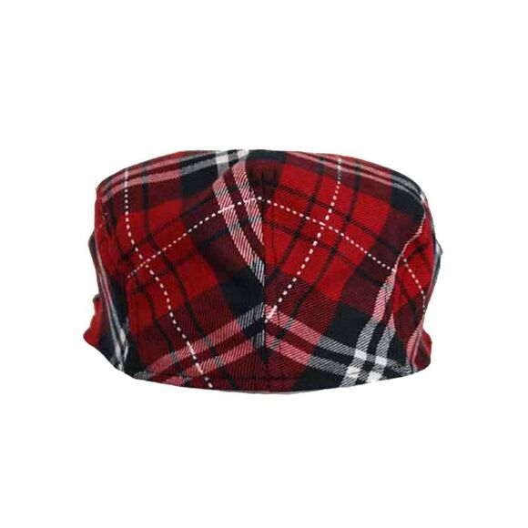 Red Plaid Snap Front Newsboy Golf Flat Ivy Cap Hat - Picture 9 of 9